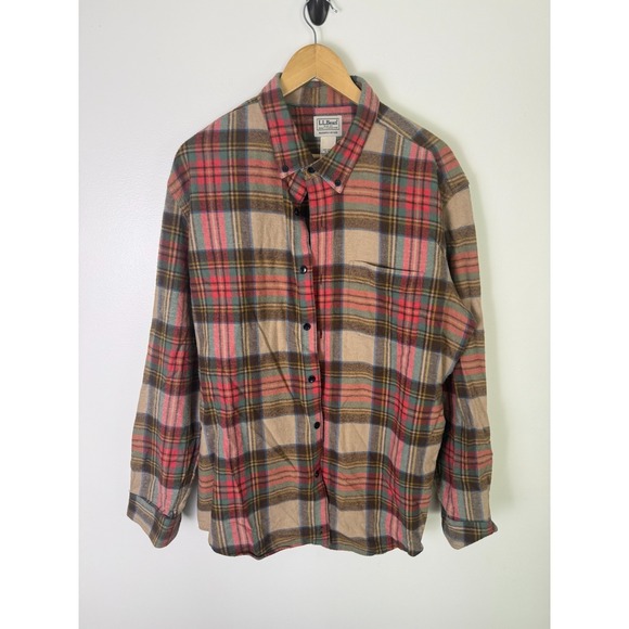 L.L. Bean Other - L.L.Bean Slightly Fitted Flannel Shirt Mens XL Red Plaid Cotton Button Front EUC